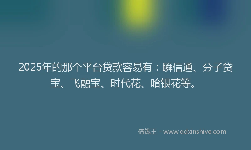 2025年的那个平台贷款容易有：瞬信通、分子贷宝、飞融宝、时代花、哈银花等。