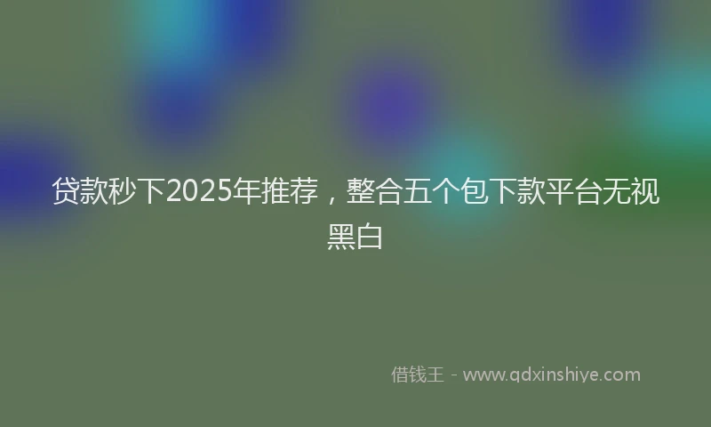 贷款秒下2025年推荐，整合五个包下款平台无视黑白