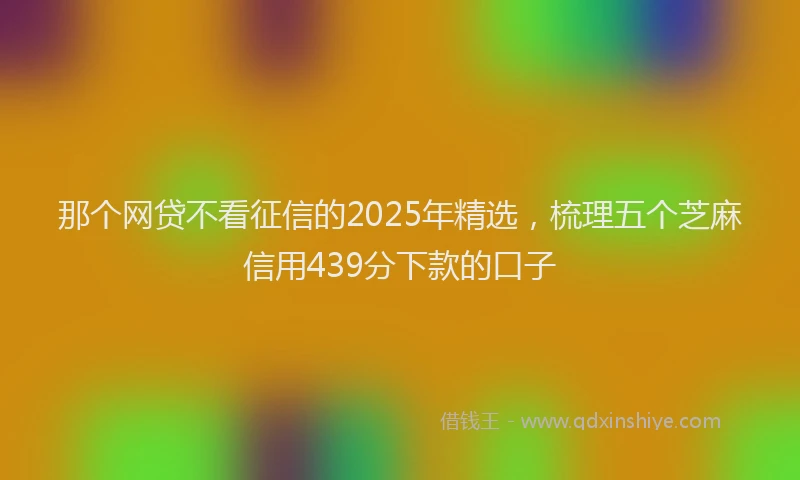 那个网贷不看征信的2025年精选，梳理五个芝麻信用439分下款的口子