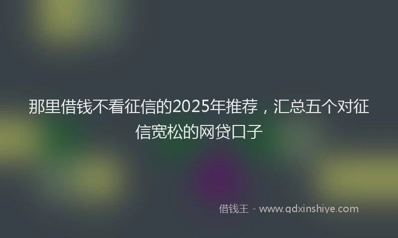 那里借钱不看征信的2025年推荐，汇总五个对征信宽松的网贷口子