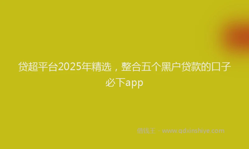 贷超平台2025年精选，整合五个黑户贷款的口子必下app