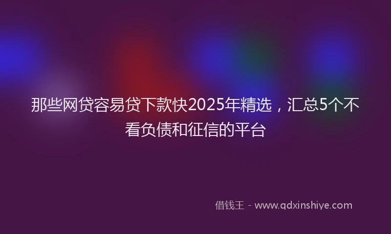 那些网贷容易贷下款快2025年精选，汇总5个不看负债和征信的平台