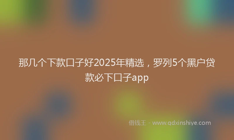 那几个下款口子好2025年精选，罗列5个黑户贷款必下口子app