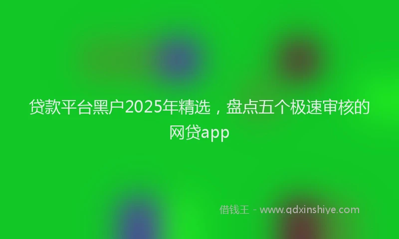 贷款平台黑户2025年精选，盘点五个极速审核的网贷app