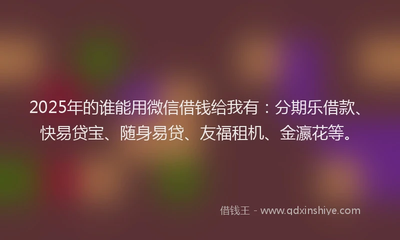 2025年的谁能用微信借钱给我有：分期乐借款、快易贷宝、随身易贷、友福租机、金瀛花等。