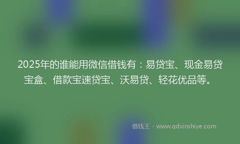 2025年的谁能用微信借钱有：易贷宝、现金易贷宝盒、借款宝速贷宝、沃易贷、轻花优品等。