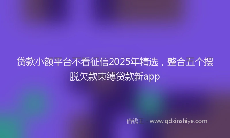 贷款小额平台不看征信2025年精选，整合五个摆脱欠款束缚贷款新app