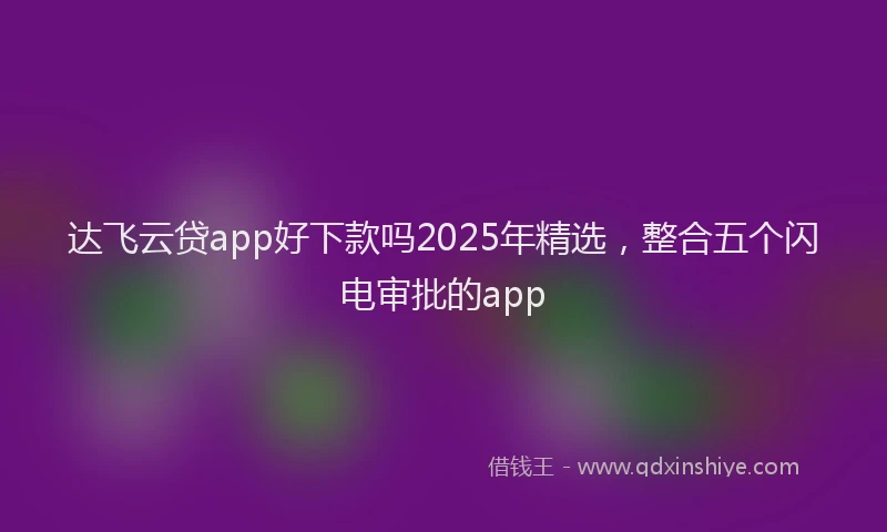 达飞云贷app好下款吗2025年精选，整合五个闪电审批的app