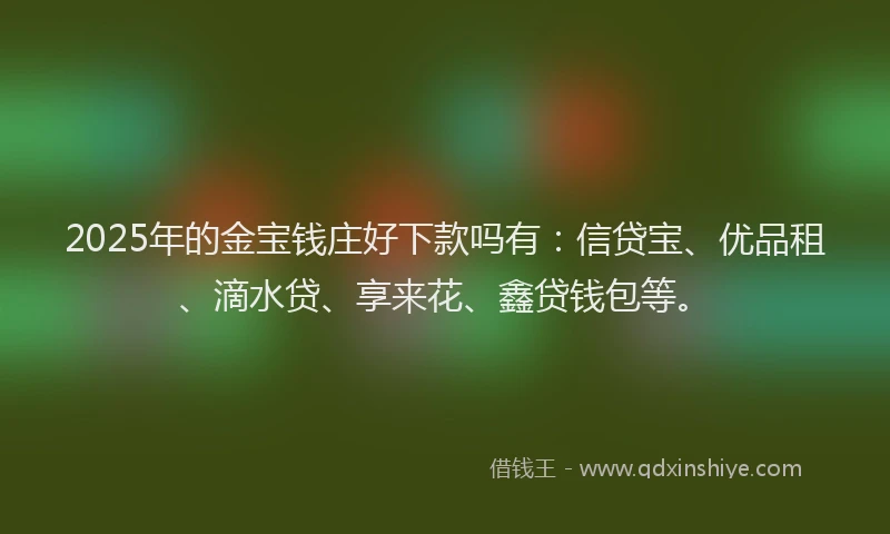 2025年的金宝钱庄好下款吗有：信贷宝、优品租、滴水贷、享来花、鑫贷钱包等。
