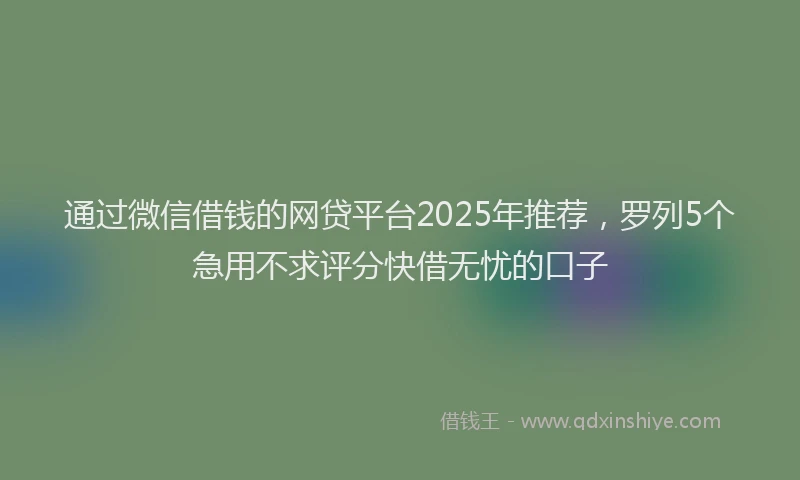 通过微信借钱的网贷平台2025年推荐，罗列5个急用不求评分快借无忧的口子
