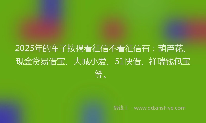 2025年的车子按揭看征信不看征信有：葫芦花、现金贷易借宝、大城小爱、51快借、祥瑞钱包宝等。