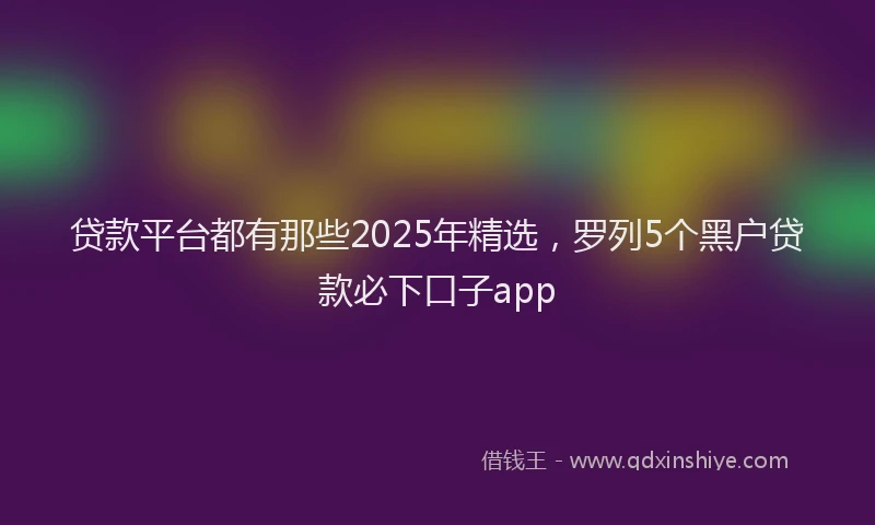贷款平台都有那些2025年精选，罗列5个黑户贷款必下口子app