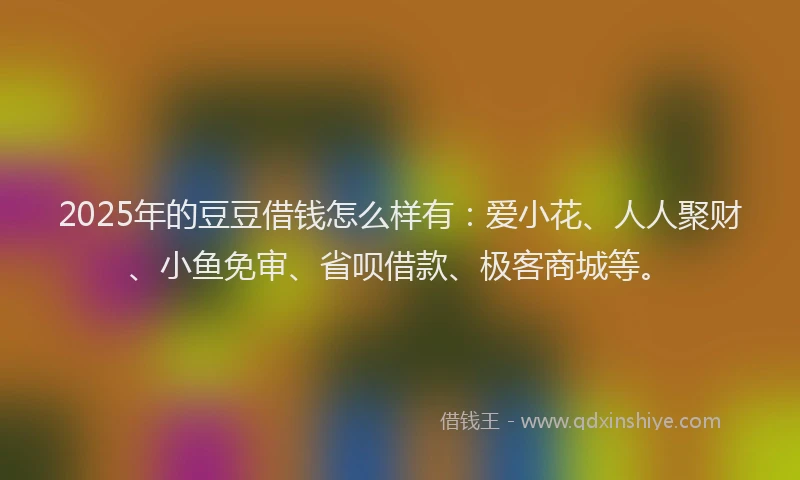 2025年的豆豆借钱怎么样有：爱小花、人人聚财、小鱼免审、省呗借款、极客商城等。