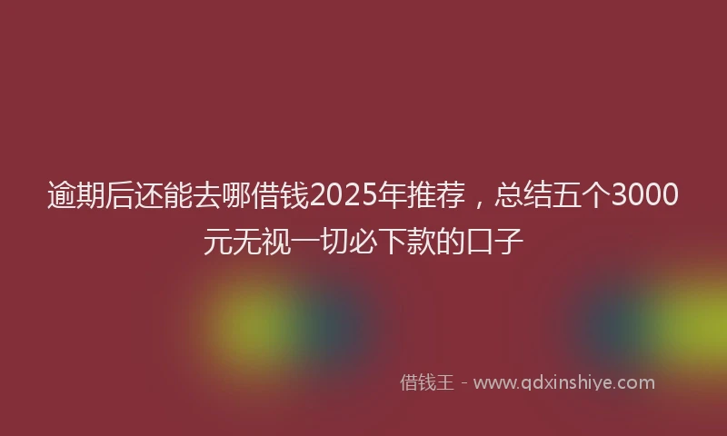 逾期后还能去哪借钱2025年推荐，总结五个3000元无视一切必下款的口子