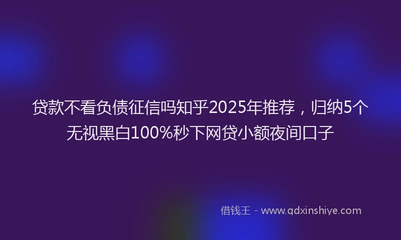 贷款不看负债征信吗知乎2025年推荐，归纳5个无视黑白100%秒下网贷小额夜间口子