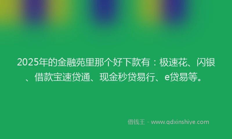 2025年的金融苑里那个好下款有：极速花、闪银、借款宝速贷通、现金秒贷易行、e贷易等。