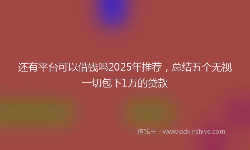 还有平台可以借钱吗2025年推荐，总结五个无视一切包下1万的贷款