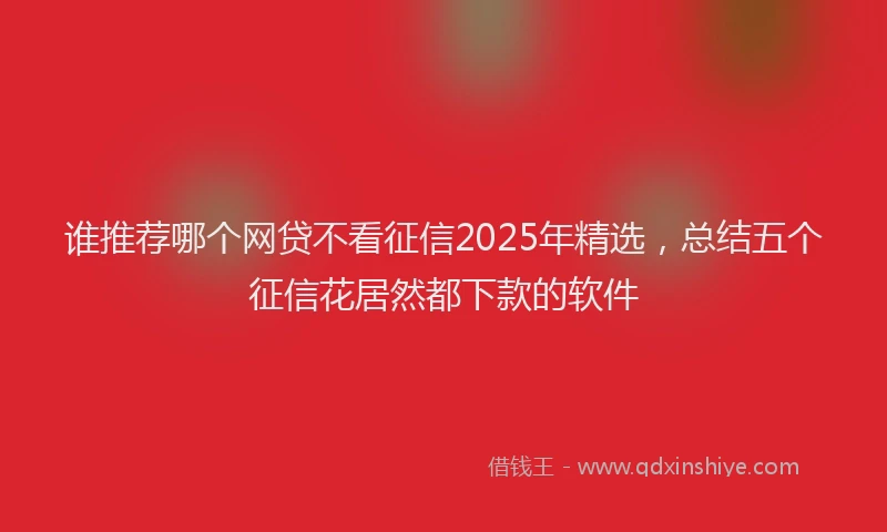谁推荐哪个网贷不看征信2025年精选，总结五个征信花居然都下款的软件