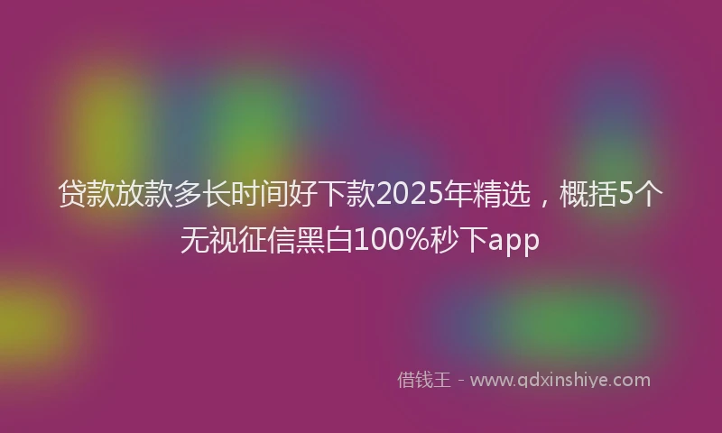 贷款放款多长时间好下款2025年精选，概括5个无视征信黑白100%秒下app