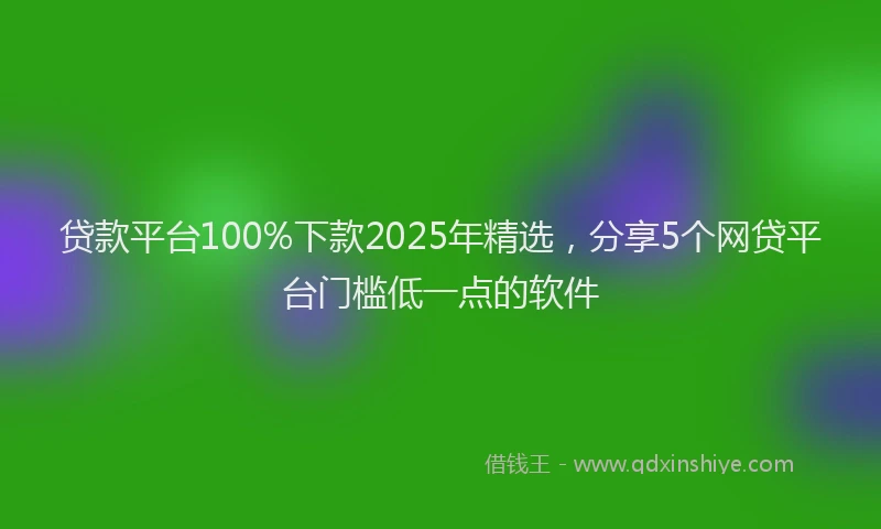 贷款平台100%下款2025年精选，分享5个网贷平台门槛低一点的软件