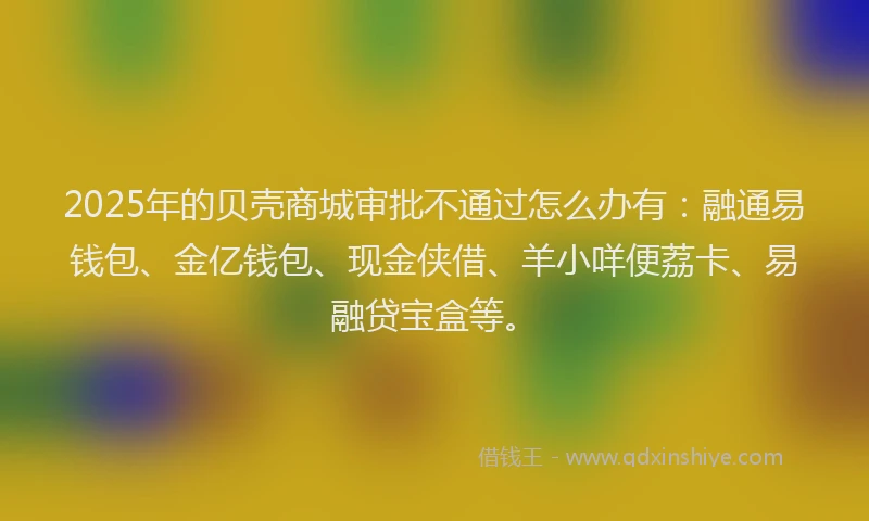 2025年的贝壳商城审批不通过怎么办有：融通易钱包、金亿钱包、现金侠借、羊小咩便荔卡、易融贷宝盒等。