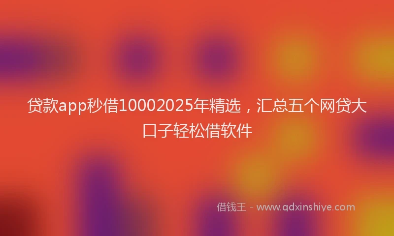 贷款app秒借10002025年精选，汇总五个网贷大口子轻松借软件