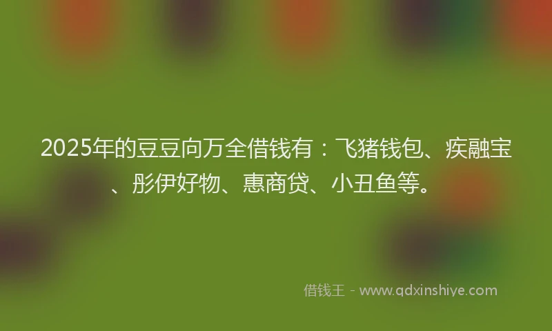 2025年的豆豆向万全借钱有：飞猪钱包、疾融宝、彤伊好物、惠商贷、小丑鱼等。