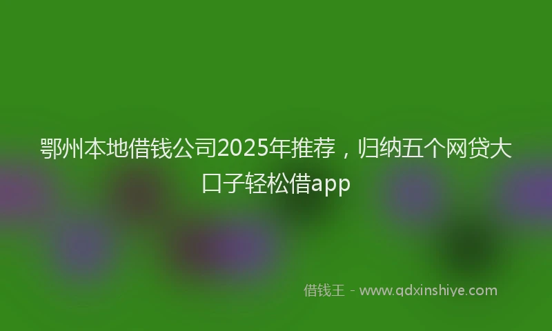 鄂州本地借钱公司2025年推荐，归纳五个网贷大口子轻松借app