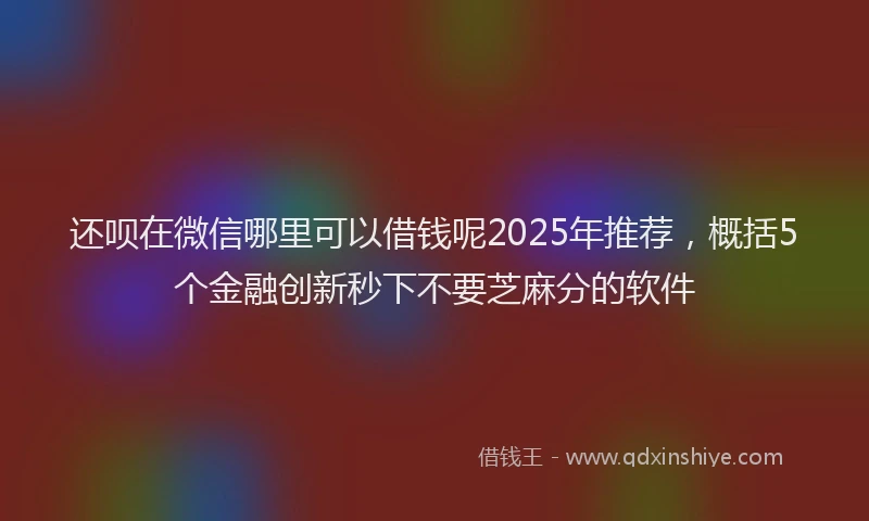 还呗在微信哪里可以借钱呢2025年推荐，概括5个金融创新秒下不要芝麻分的软件