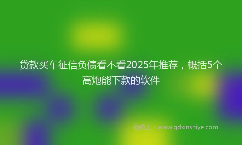 贷款买车征信负债看不看2025年推荐，概括5个高炮能下款的软件