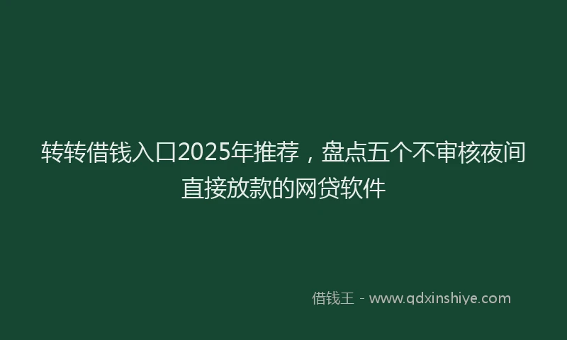 转转借钱入口2025年推荐，盘点五个不审核夜间直接放款的网贷软件