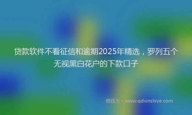 贷款软件不看征信和逾期2025年精选，罗列五个无视黑白花户的下款口子