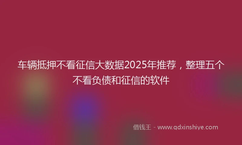 车辆抵押不看征信大数据2025年推荐，整理五个不看负债和征信的软件