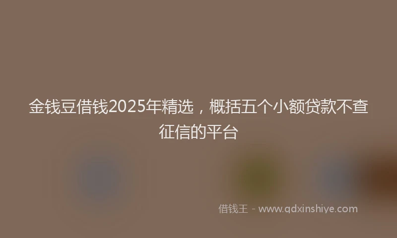 金钱豆借钱2025年精选，概括五个小额贷款不查征信的平台