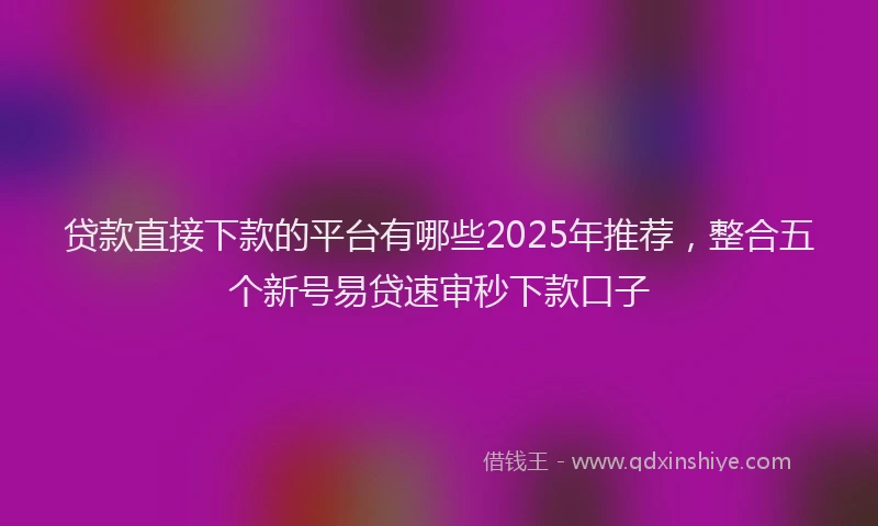 贷款直接下款的平台有哪些2025年推荐，整合五个新号易贷速审秒下款口子