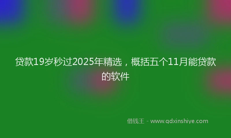 贷款19岁秒过2025年精选，概括五个11月能贷款的软件
