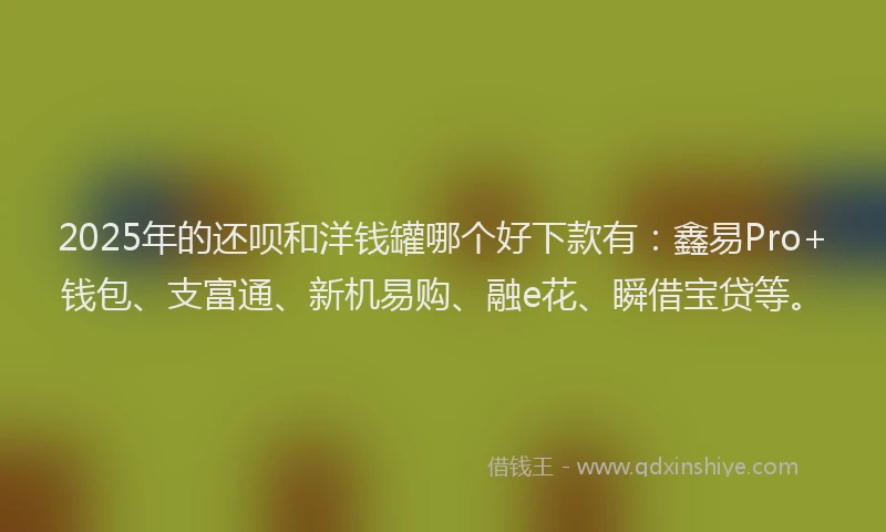 2025年的还呗和洋钱罐哪个好下款有：鑫易Pro+钱包、支富通、新机易购、融e花、瞬借宝贷等。