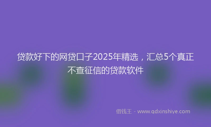 贷款好下的网贷口子2025年精选，汇总5个真正不查征信的贷款软件