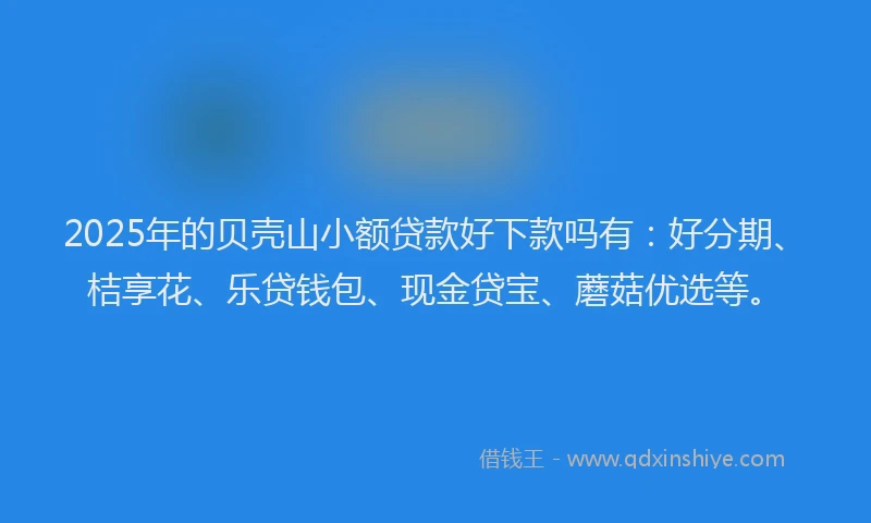2025年的贝壳山小额贷款好下款吗有：好分期、桔享花、乐贷钱包、现金贷宝、蘑菇优选等。
