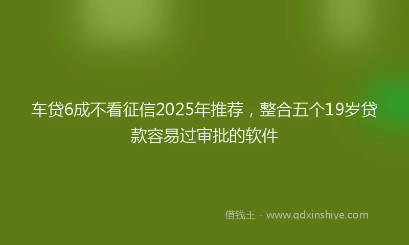 车贷6成不看征信2025年推荐，整合五个19岁贷款容易过审批的软件