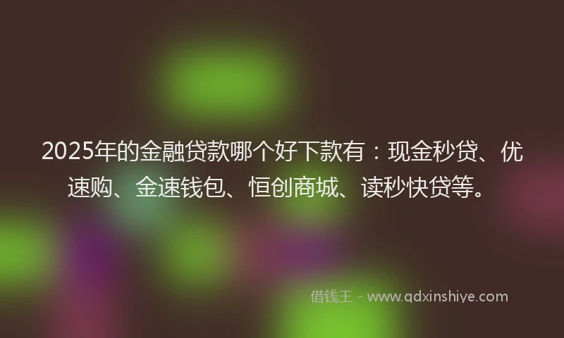 2025年的金融贷款哪个好下款有：现金秒贷、优速购、金速钱包、恒创商城、读秒快贷等。