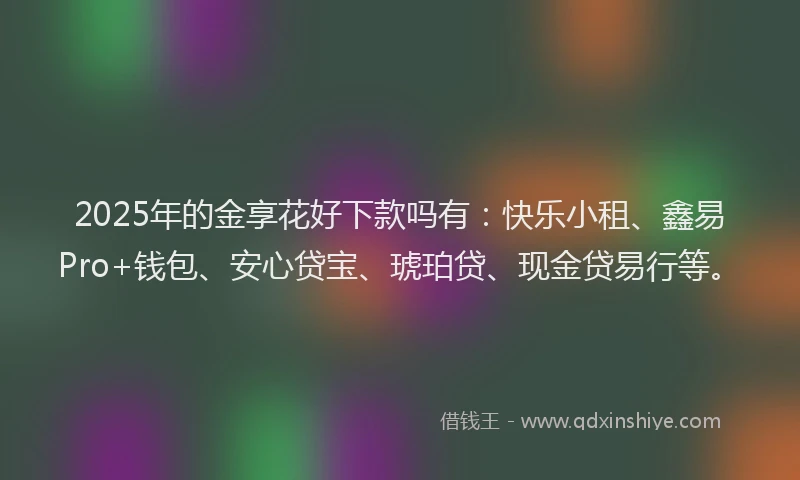 2025年的金享花好下款吗有：快乐小租、鑫易Pro+钱包、安心贷宝、琥珀贷、现金贷易行等。