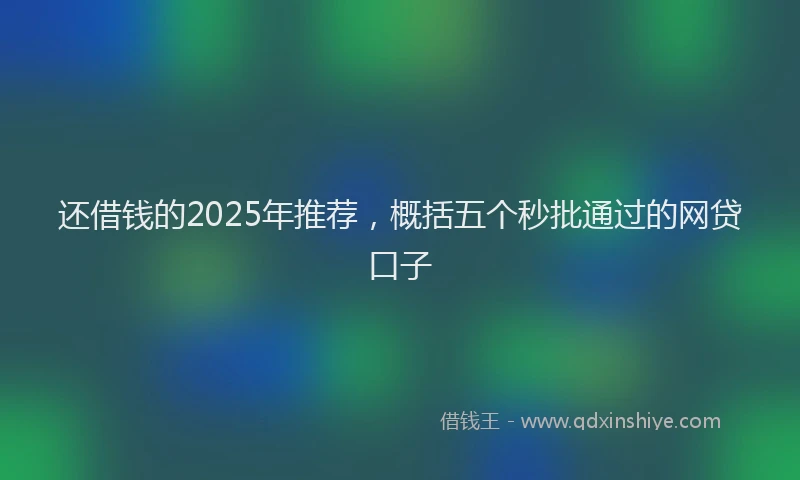还借钱的2025年推荐，概括五个秒批通过的网贷口子