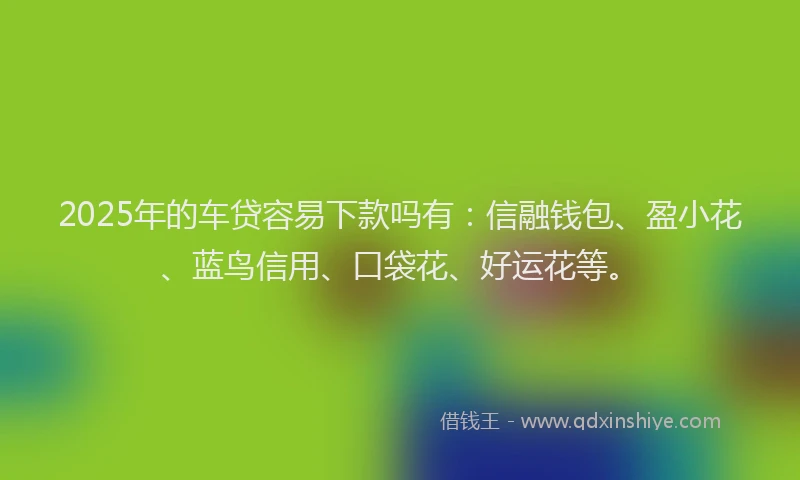 2025年的车贷容易下款吗有：信融钱包、盈小花、蓝鸟信用、口袋花、好运花等。