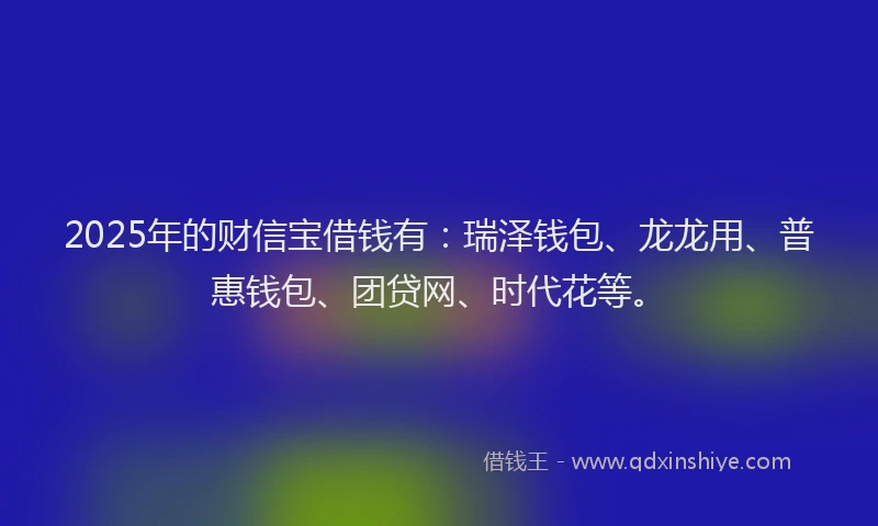 2025年的财信宝借钱有：瑞泽钱包、龙龙用、普惠钱包、团贷网、时代花等。
