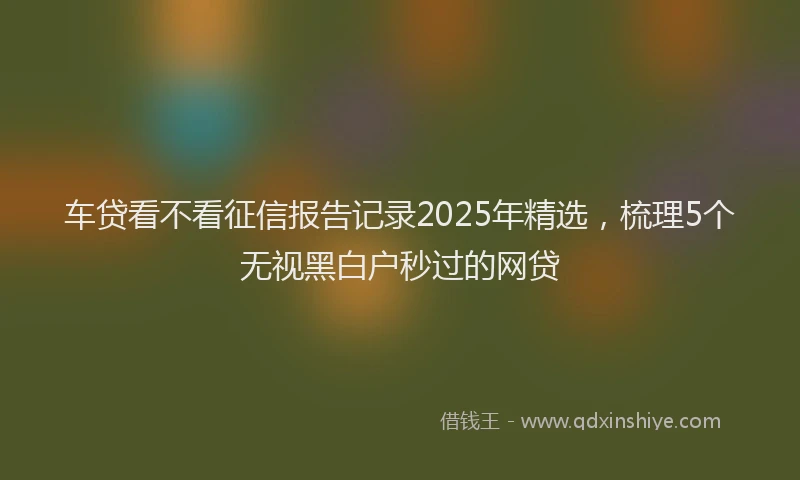 车贷看不看征信报告记录2025年精选，梳理5个无视黑白户秒过的网贷