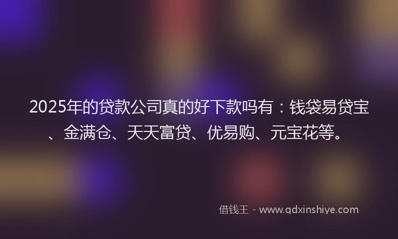 2025年的贷款公司真的好下款吗有：钱袋易贷宝、金满仓、天天富贷、优易购、元宝花等。