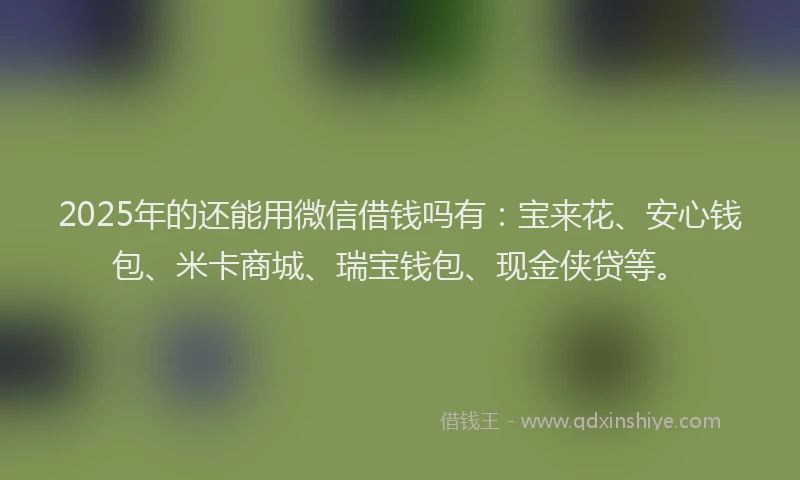 2025年的还能用微信借钱吗有：宝来花、安心钱包、米卡商城、瑞宝钱包、现金侠贷等。