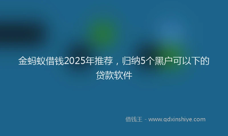 金蚂蚁借钱2025年推荐，归纳5个黑户可以下的贷款软件
