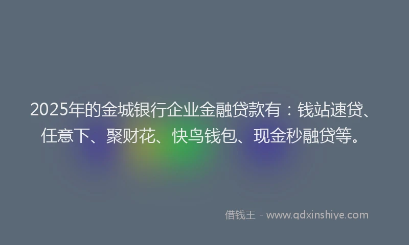2025年的金城银行企业金融贷款有：钱站速贷、任意下、聚财花、快鸟钱包、现金秒融贷等。